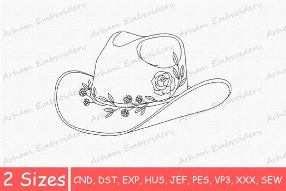 Boho Floral Cowgirl Hat: A Charming Embroidery Design for Personalized Gifts