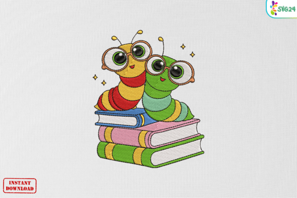 Cute Bookworm Friends: A Charming Addition to Embroidery Projects