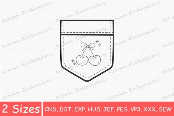Cute Cherry Pocket: A Seasonal Embroidery Design with Sweet Appeal