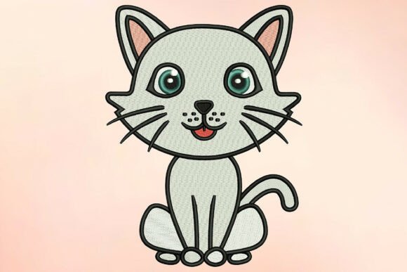 Cute White Sitting Kitten: A Minimalist Charm for Personalized Gifts
