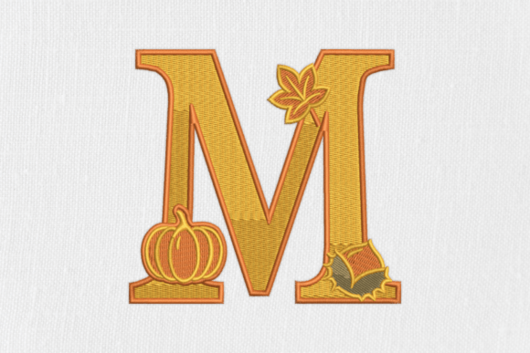 Letter M Autumn Monogram: A Seasonal Touch for Personalized Embroidery