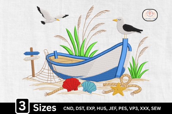 Nautical Beach Coastal Fishing Boat Embroidery Design Review