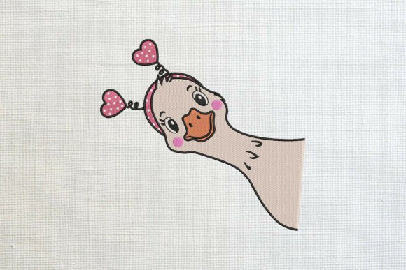 Peeking Duck with Heart Headband: A Playful Touch for Small Business Embroidery