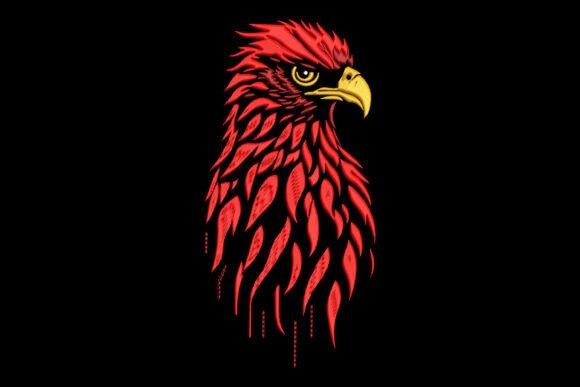 Red Eagle Head: A Sharp Embroidery Design for Business Branding