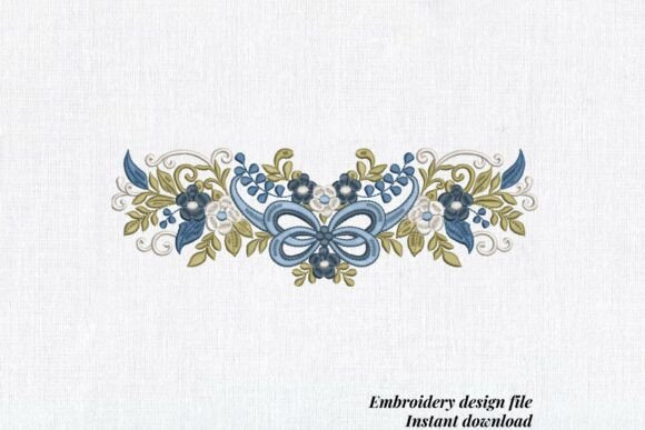 Shabby Chic Floral Bow Blue Review for Real Embroidery Projects
