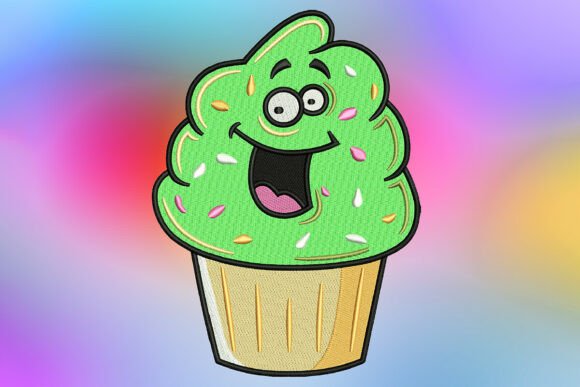 Silly Green Monster Cupcake Embroidery Design Review